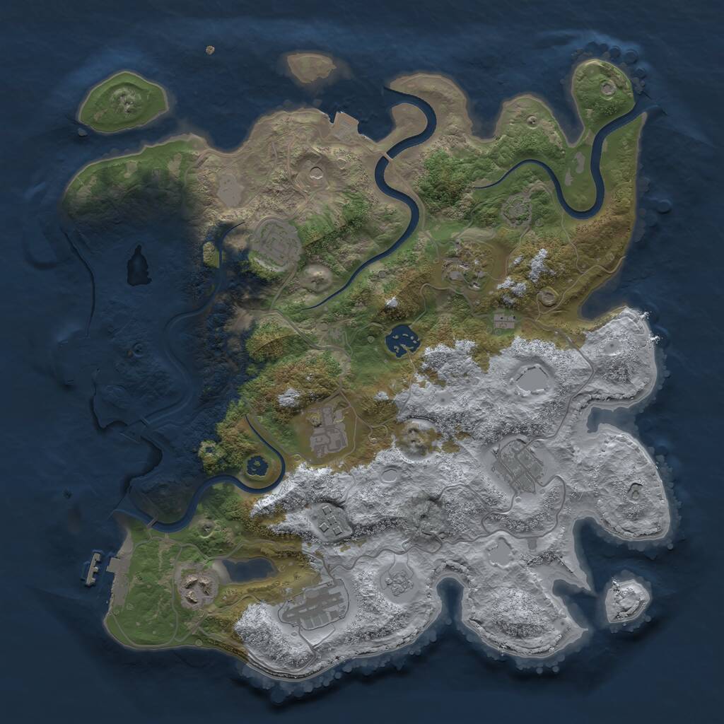 Rust Map: Procedural Map, Size: 3450, Seed: 72946279, 14 Monuments