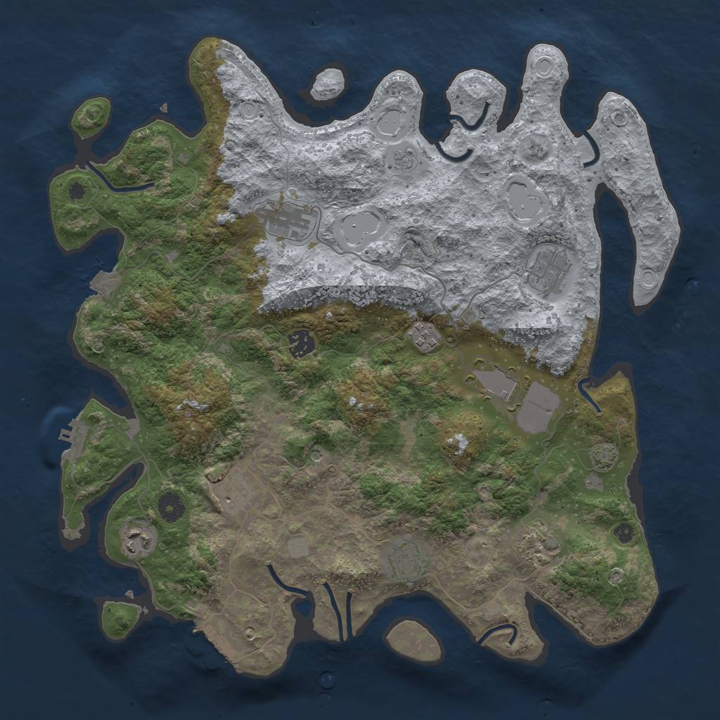 Rust Map: Procedural Map, Size: 3900, Seed: 72419789, 17 Monuments