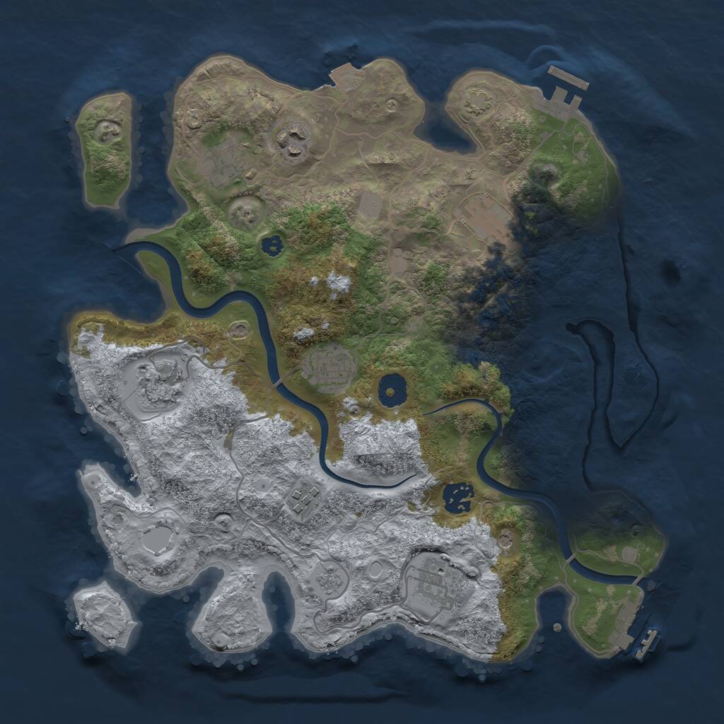 Rust Map: Procedural Map, Size: 3400, Seed: 42347443, 14 Monuments