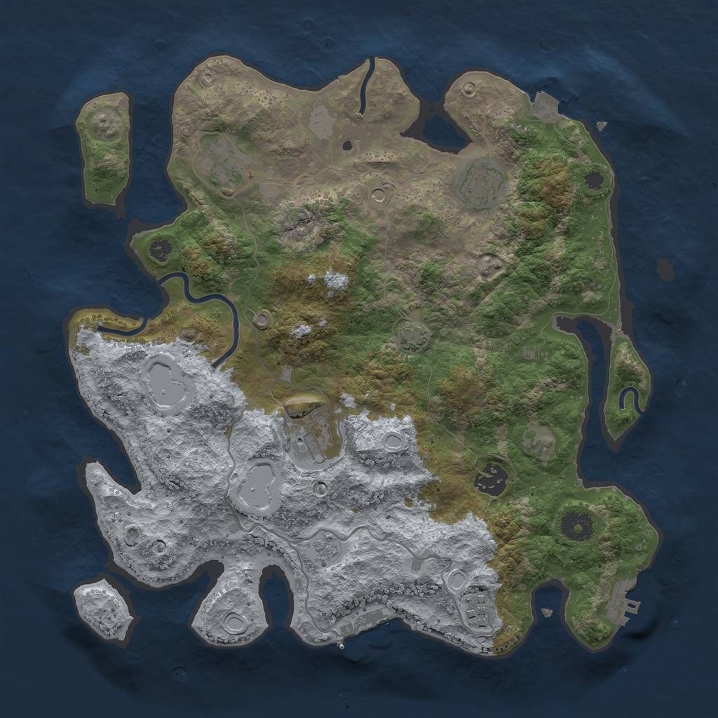 Rust Map: Procedural Map, Size: 3400, Seed: 42347443, 13 Monuments