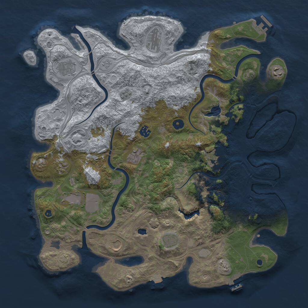 Rust Map: Procedural Map, Size: 4300, Seed: 27755861, 17 Monuments