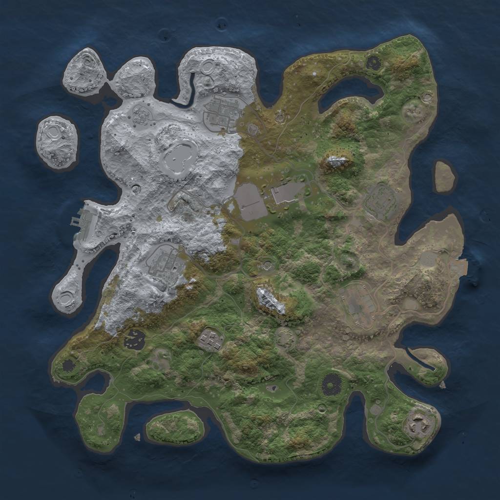 Rust Map: Procedural Map, Size: 3500, Seed: 94428646, 15 Monuments