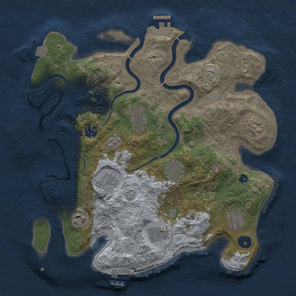 Rust Map: Procedural Map, Size: 3400, Seed: 77210329, 15 Monuments