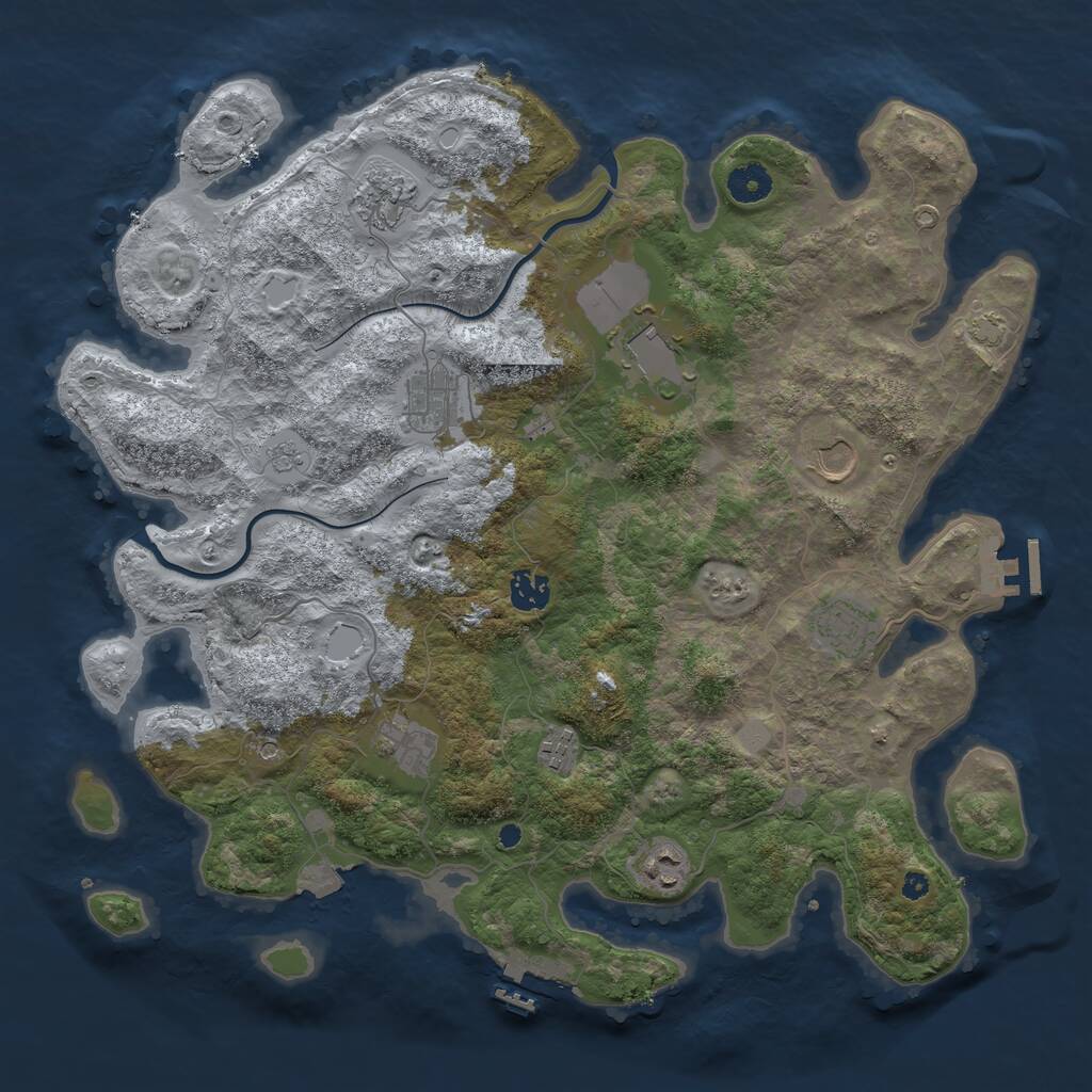 Rust Map: Procedural Map, Size: 3950, Seed: 61076225, 15 Monuments