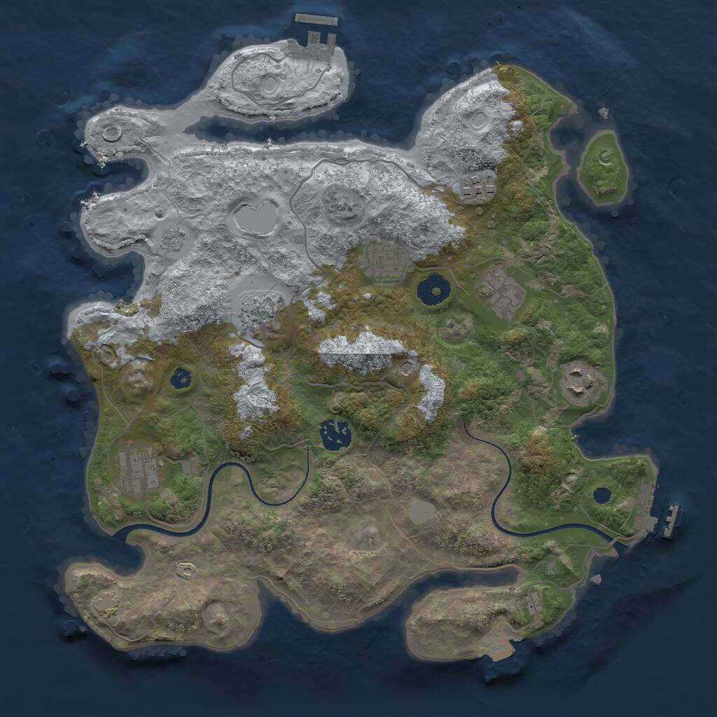 Rust Map: Procedural Map, Size: 3400, Seed: 70819663, 13 Monuments