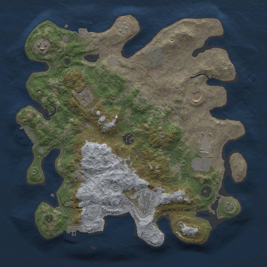 Rust Map: Procedural Map, Size: 3600, Seed: 75305328, 16 Monuments