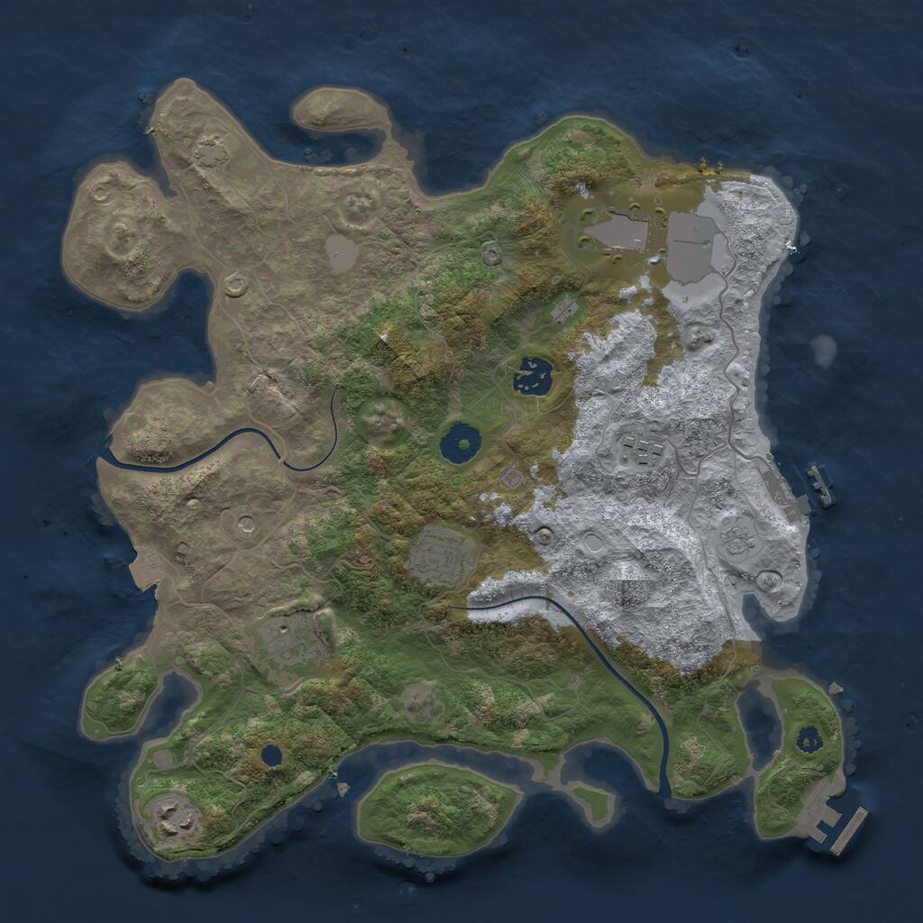 Rust Map: Procedural Map, Size: 3500, Seed: 2067505643, 12 Monuments