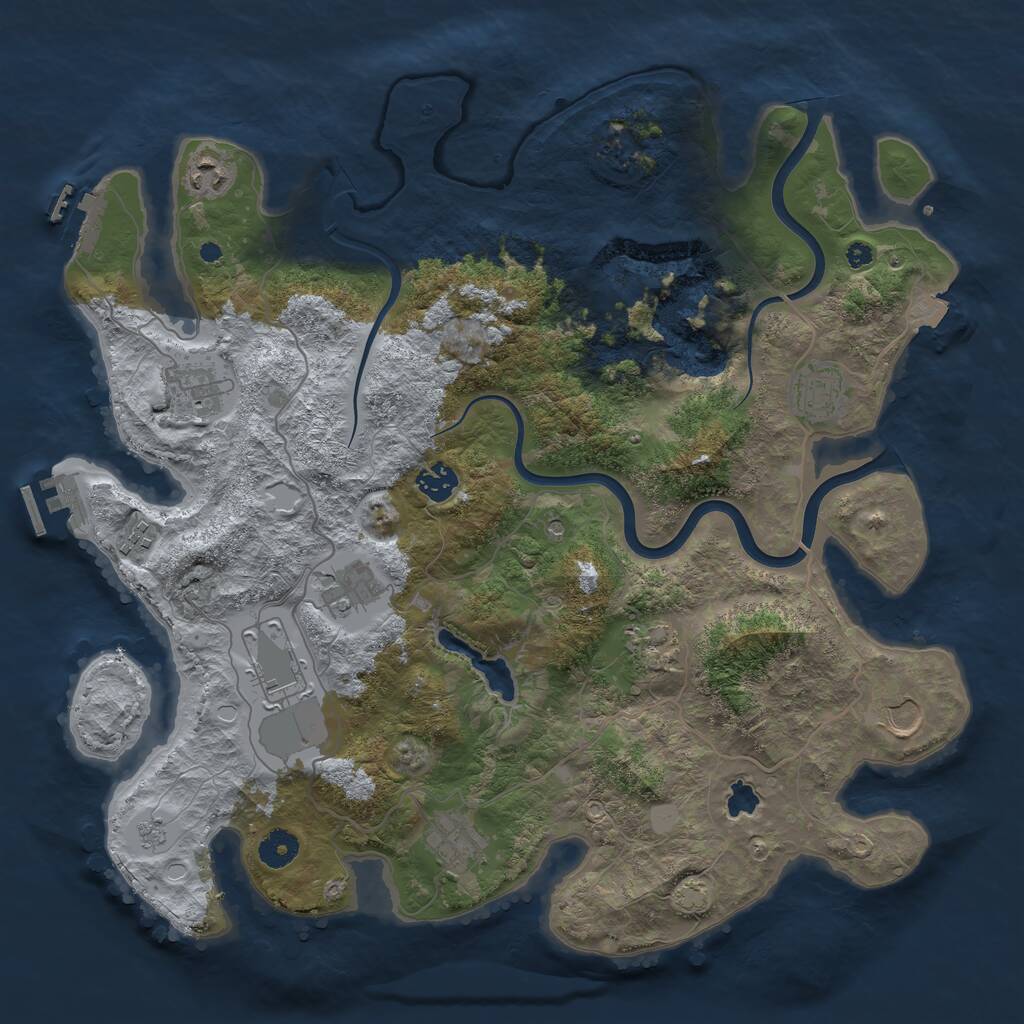 Rust Map: Procedural Map, Size: 4000, Seed: 70525350, 16 Monuments