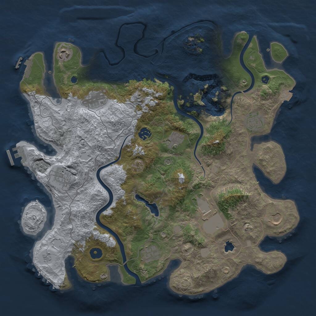 Rust Map: Procedural Map, Size: 4000, Seed: 70525350, 16 Monuments