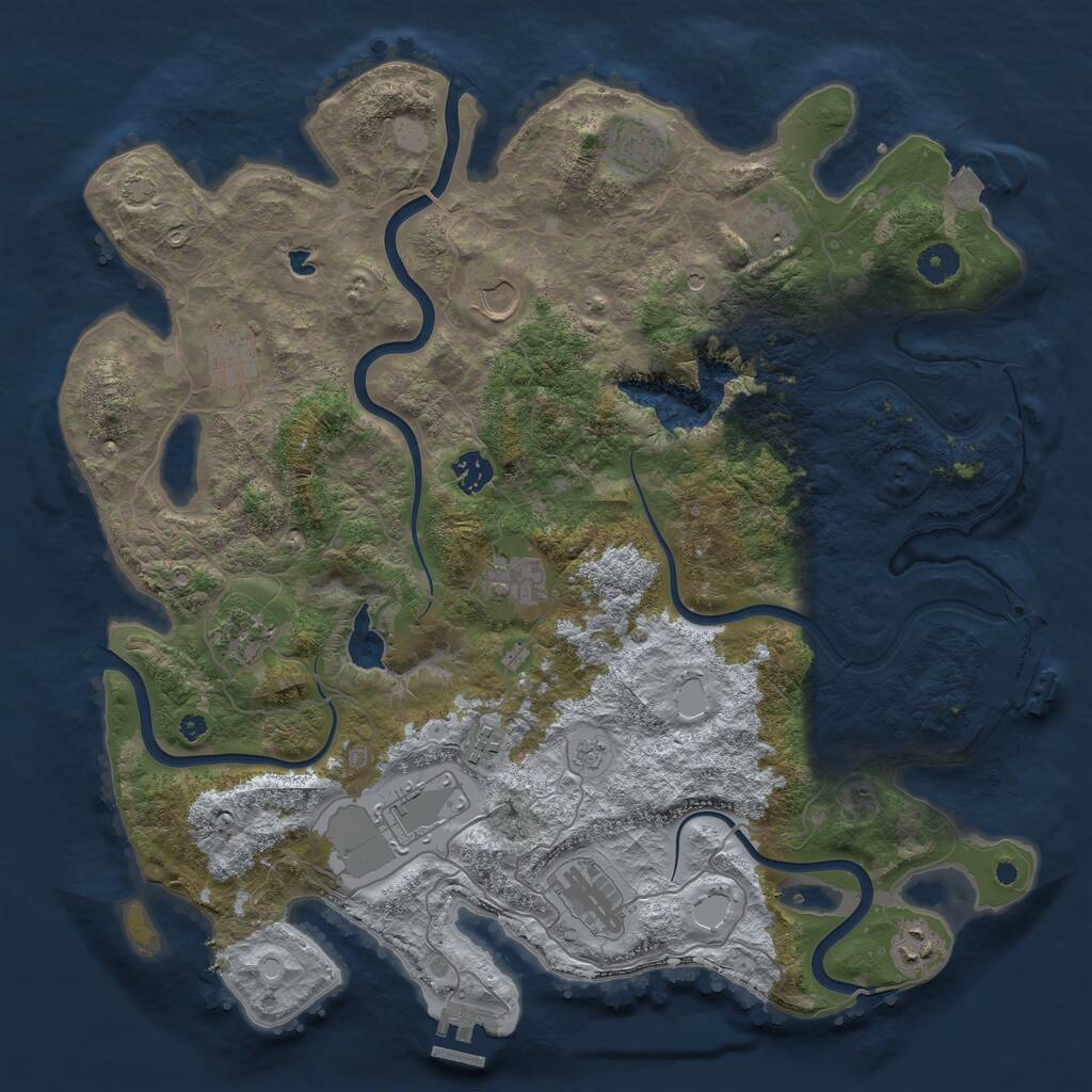 Rust Map: Procedural Map, Size: 4100, Seed: 92265544, 17 Monuments
