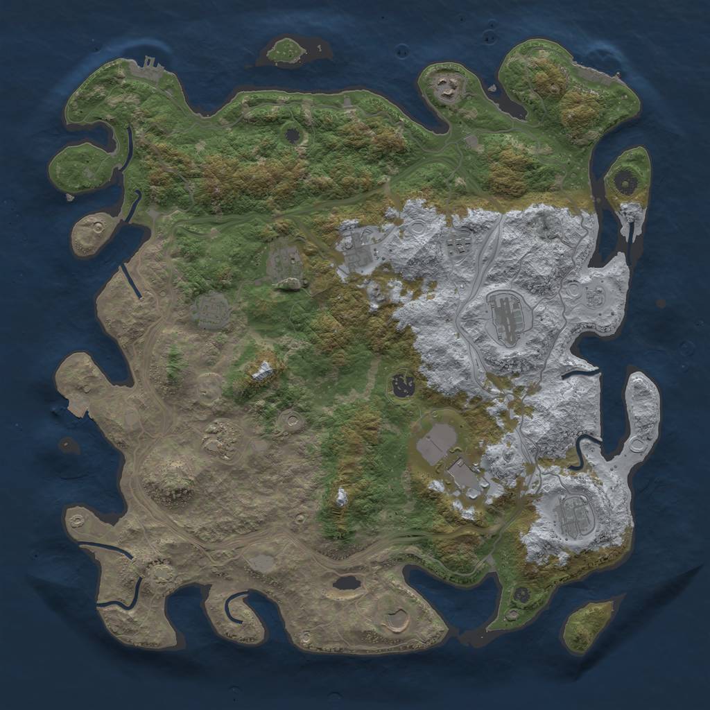 Rust Map: Procedural Map, Size: 4500, Seed: 74316096, 19 Monuments