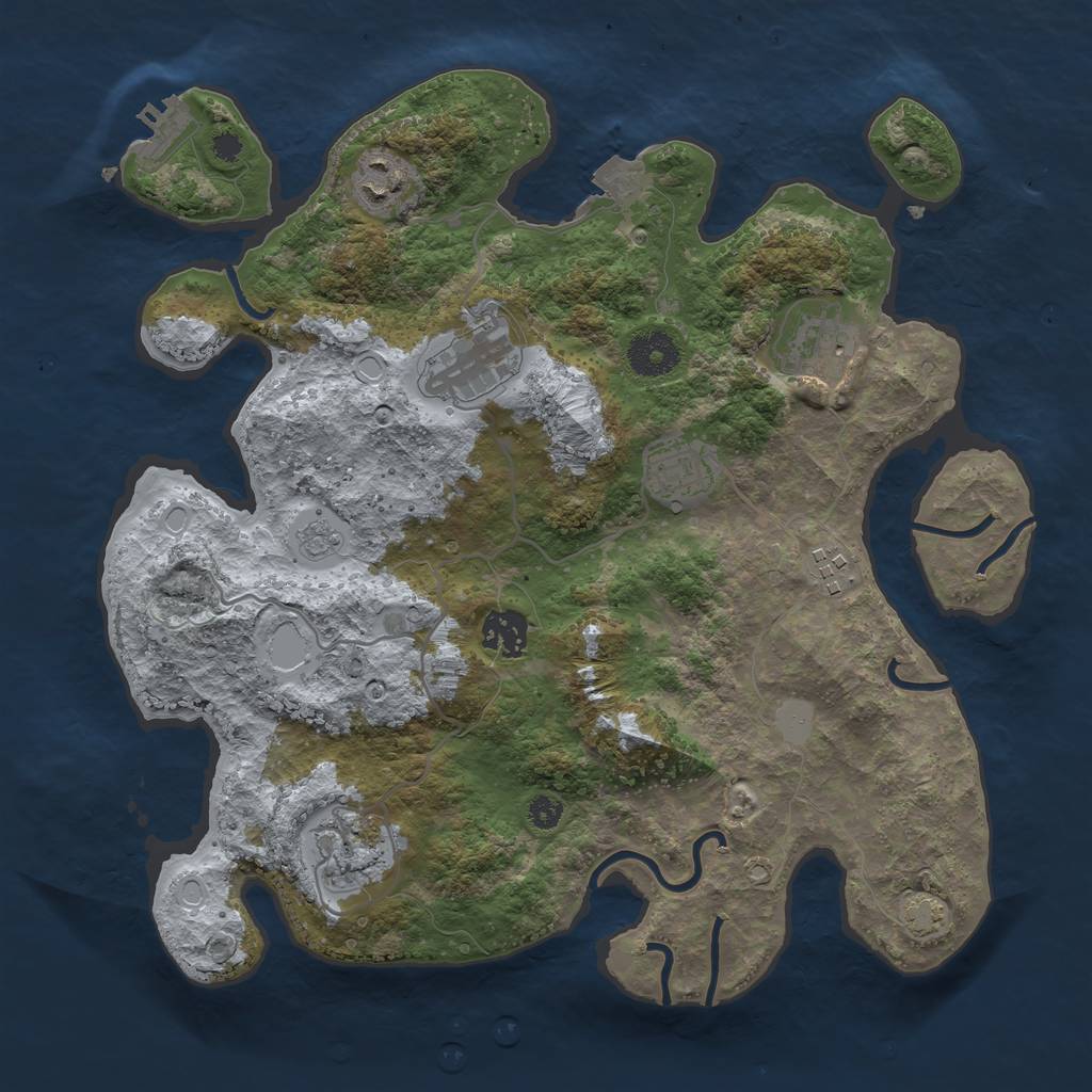 Rust Map: Procedural Map, Size: 3400, Seed: 60035780, 13 Monuments