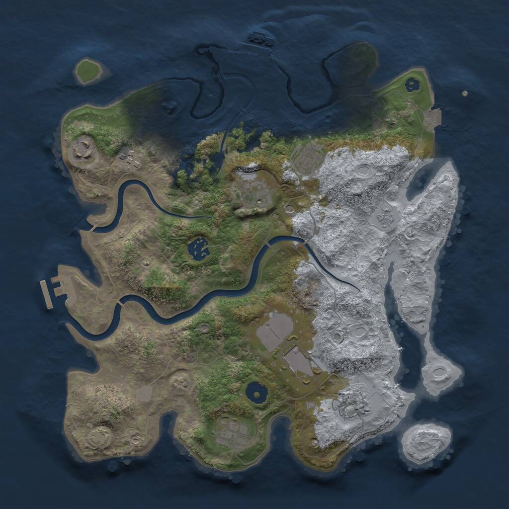 Rust Map: Procedural Map, Size: 3500, Seed: 1922714981, 14 Monuments