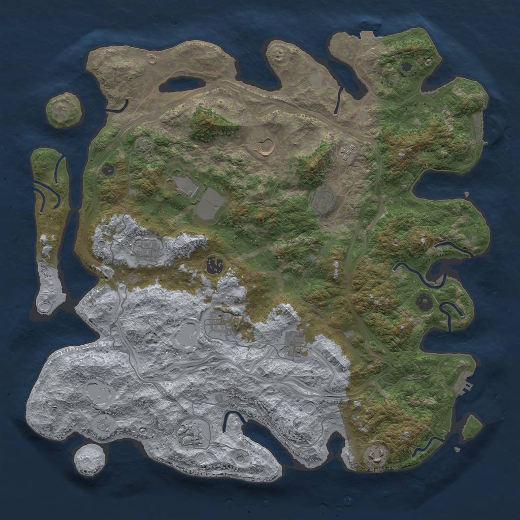 Rust Map: Procedural Map, Size: 4500, Seed: 1784391519, 18 Monuments