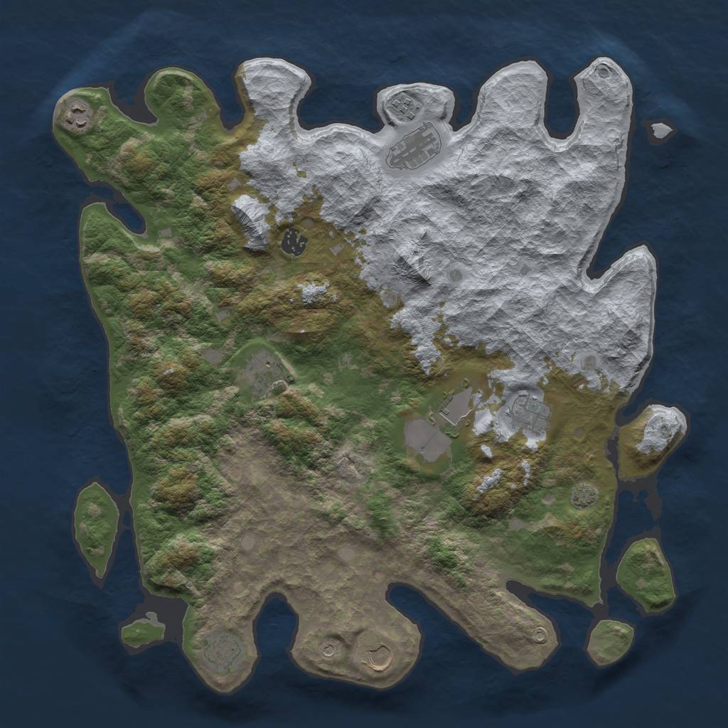 Rust Map: Barren, Size: 4250, Seed: 645804465, 13 Monuments