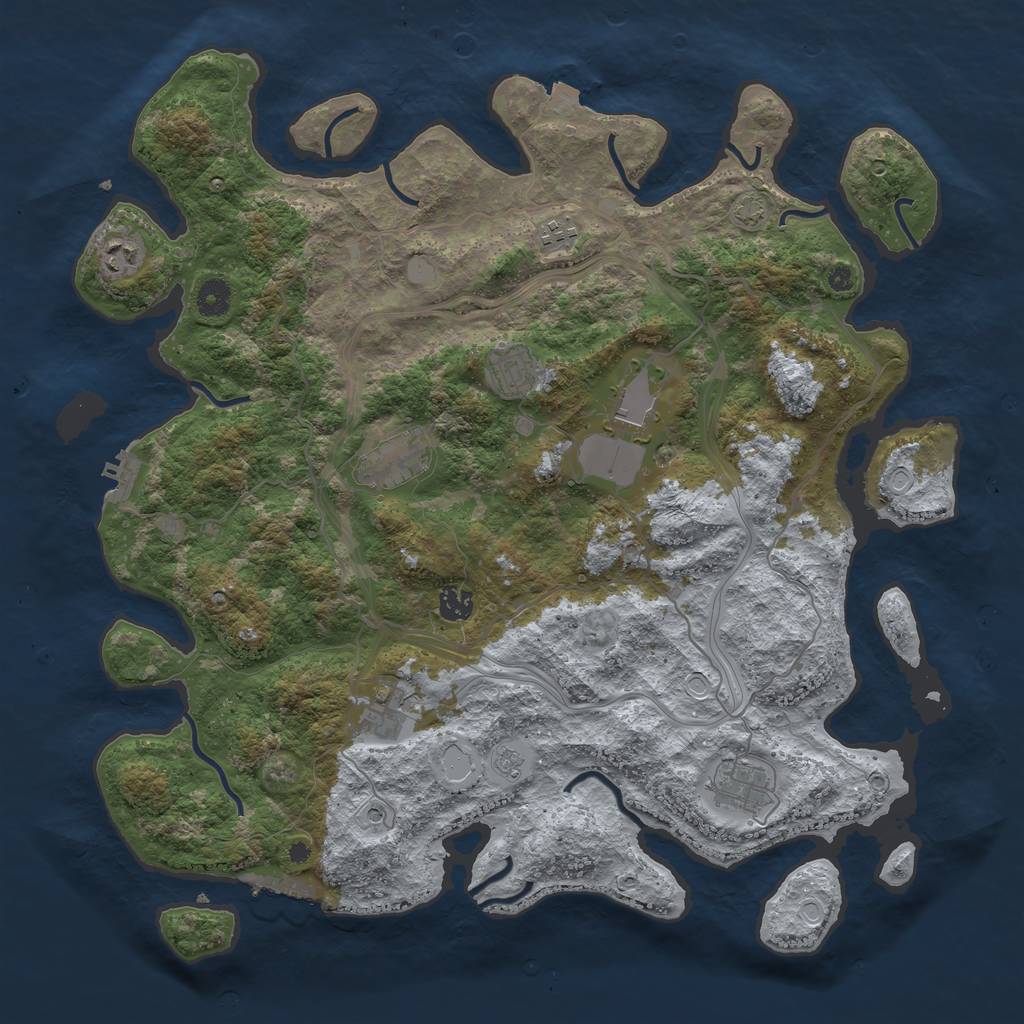 Rust Map: Procedural Map, Size: 4250, Seed: 733969503, 16 Monuments