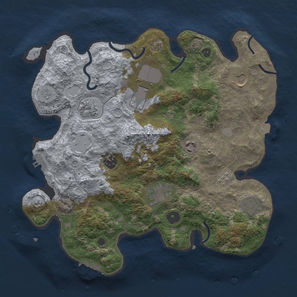 Rust Map: Procedural Map, Size: 3500, Seed: 84913923, 16 Monuments