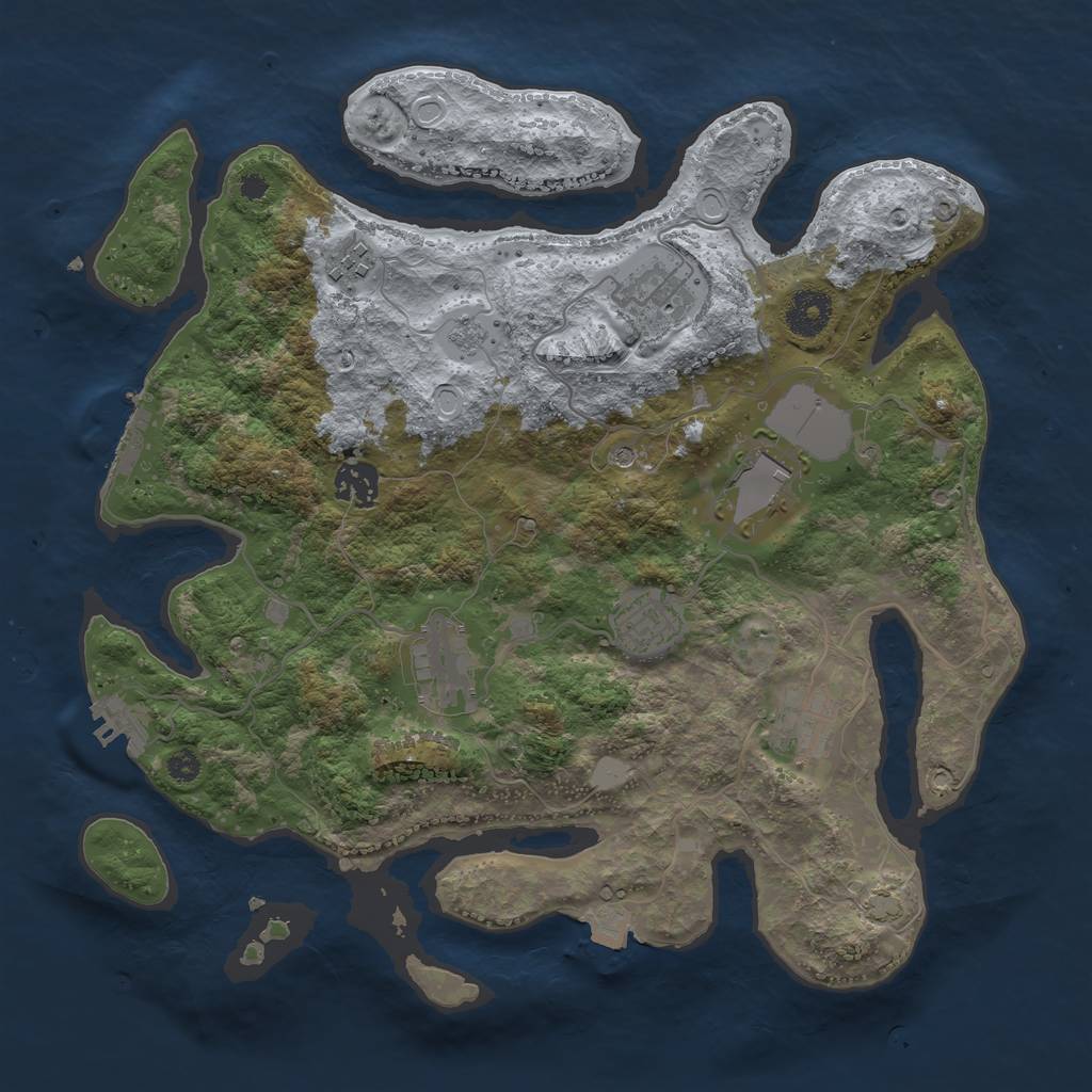 Rust Map: Procedural Map, Size: 3500, Seed: 92983441, 15 Monuments