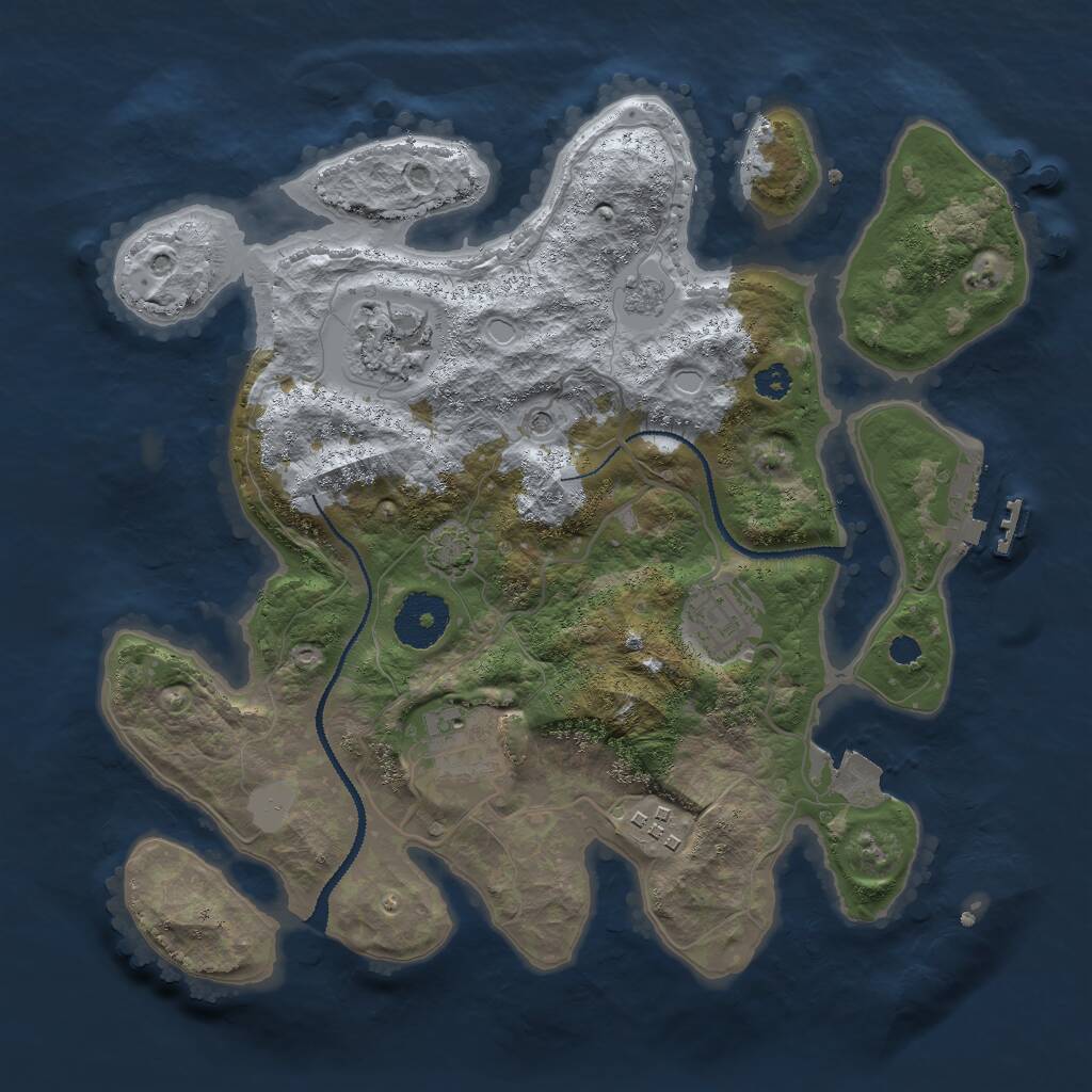 Rust Map: Procedural Map, Size: 3000, Seed: 1800315630, 9 Monuments