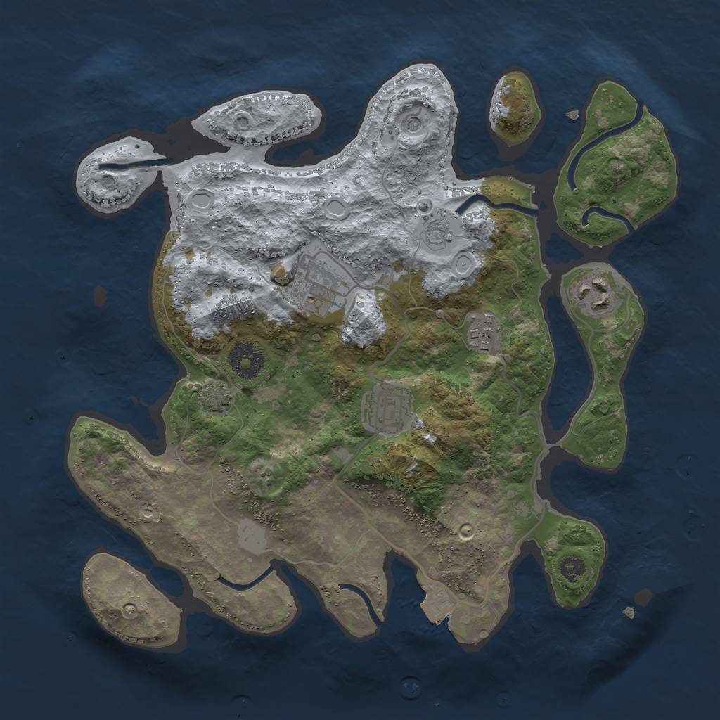 Rust Map: Procedural Map, Size: 3000, Seed: 1800315630, 10 Monuments