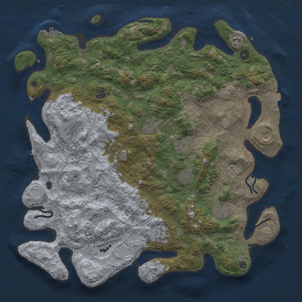 Rust Map: Procedural Map, Size: 4500, Seed: 436718473, 18 Monuments