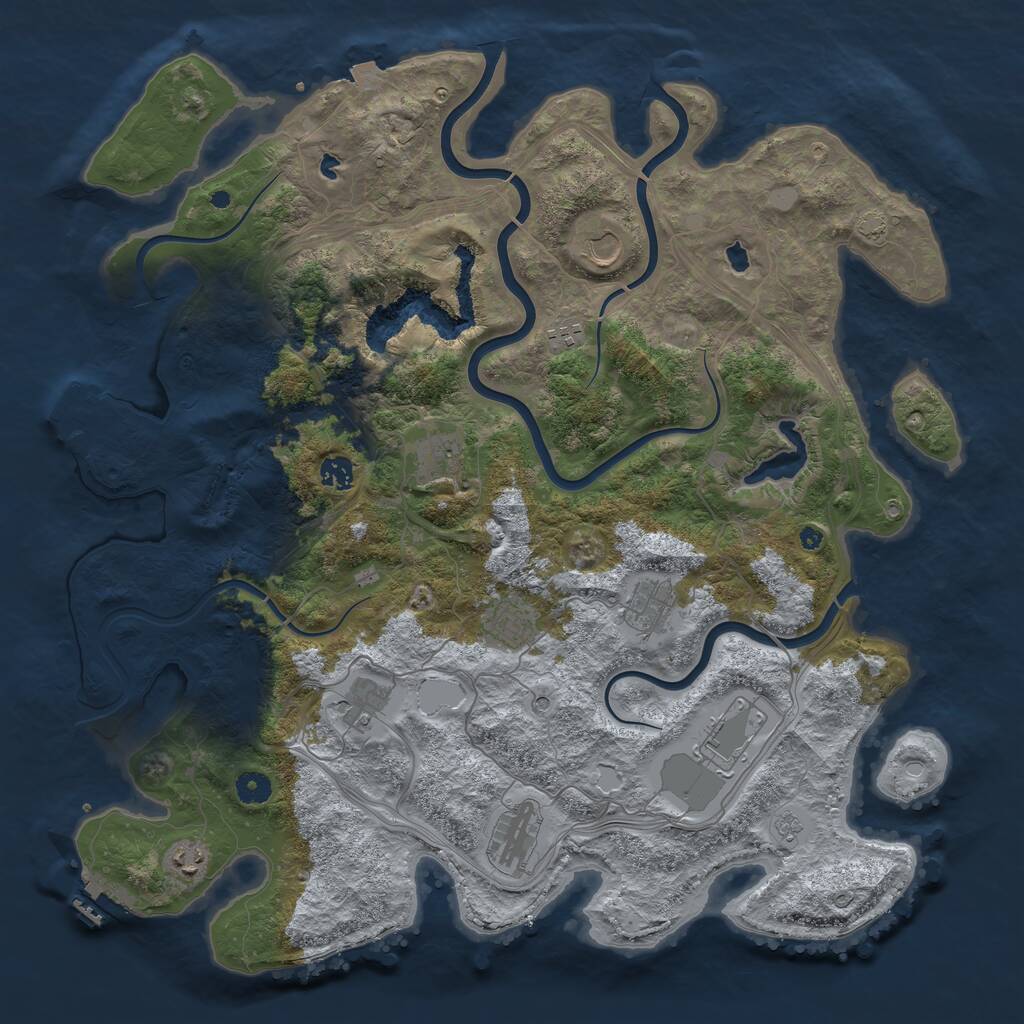 Rust Map: Procedural Map, Size: 4500, Seed: 1785268214, 16 Monuments