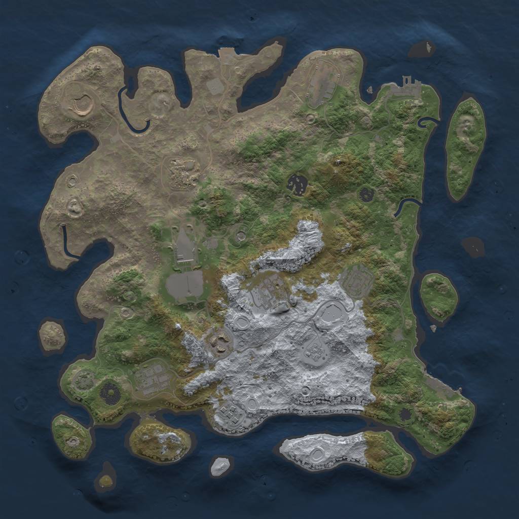 Rust Map: Procedural Map, Size: 3700, Seed: 250613421, 18 Monuments