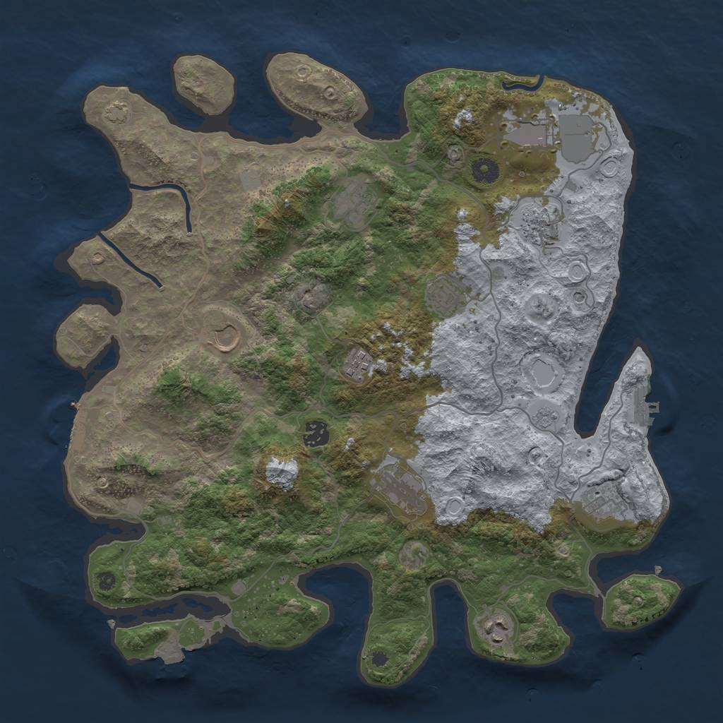 Rust Map: Procedural Map, Size: 4000, Seed: 1927335816, 18 Monuments