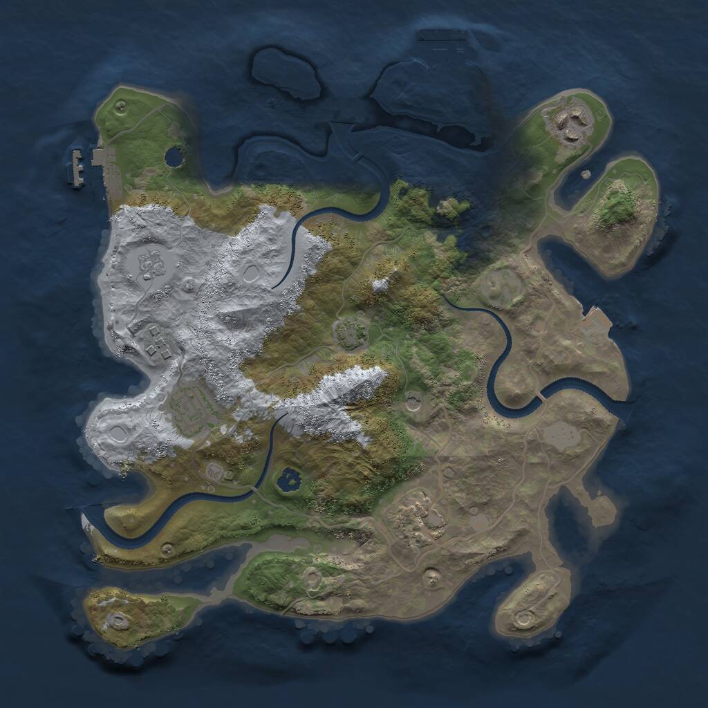 Rust Map: Procedural Map, Size: 3000, Seed: 519396275, 10 Monuments