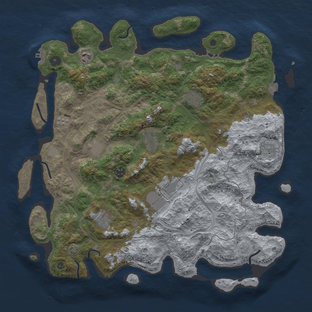 Rust Map: Procedural Map, Size: 4250, Seed: 704450619, 16 Monuments