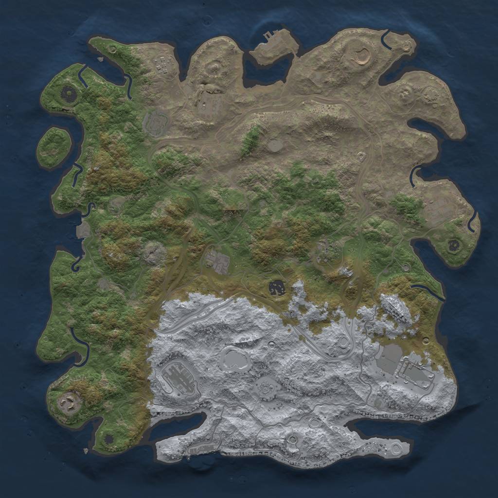 Rust Map: Procedural Map, Size: 4500, Seed: 1602262085, 19 Monuments