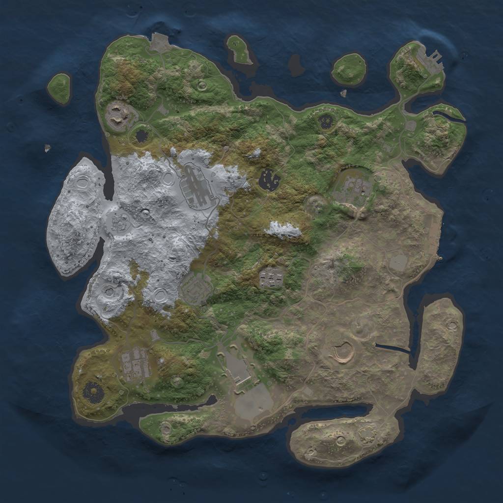 Rust Map: Procedural Map, Size: 3500, Seed: 603194350, 17 Monuments