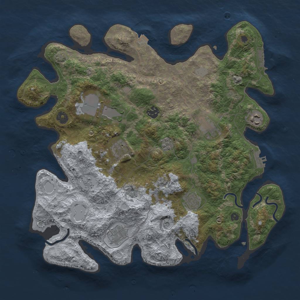 Rust Map: Procedural Map, Size: 3750, Seed: 2092323968, 16 Monuments