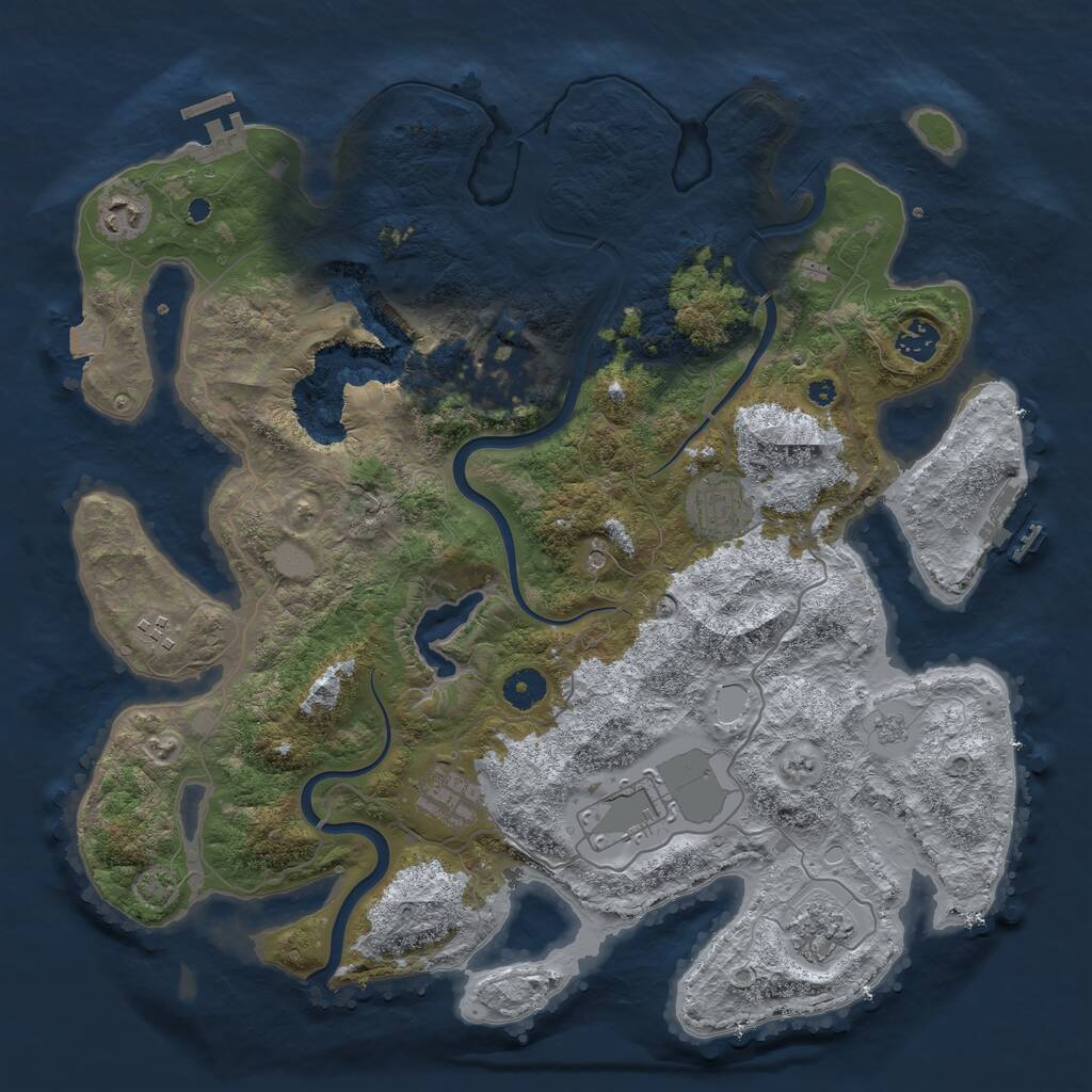 Rust Map: Procedural Map, Size: 4000, Seed: 3133, 14 Monuments