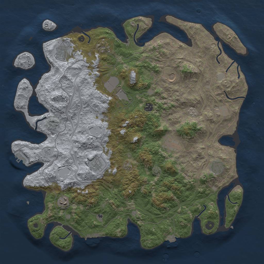 Rust Map: Procedural Map, Size: 4500, Seed: 864899313, 19 Monuments