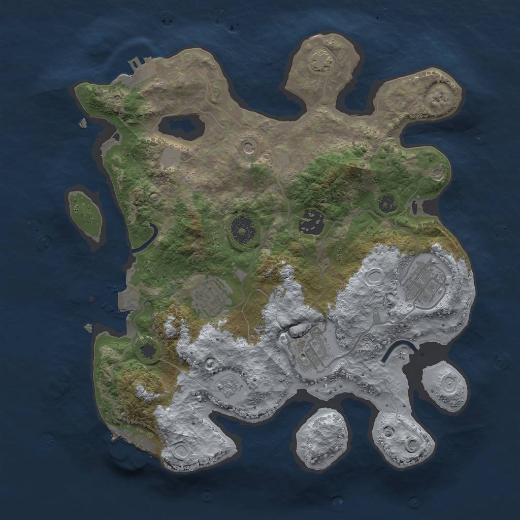 Rust Map: Procedural Map, Size: 3000, Seed: 32295, 12 Monuments