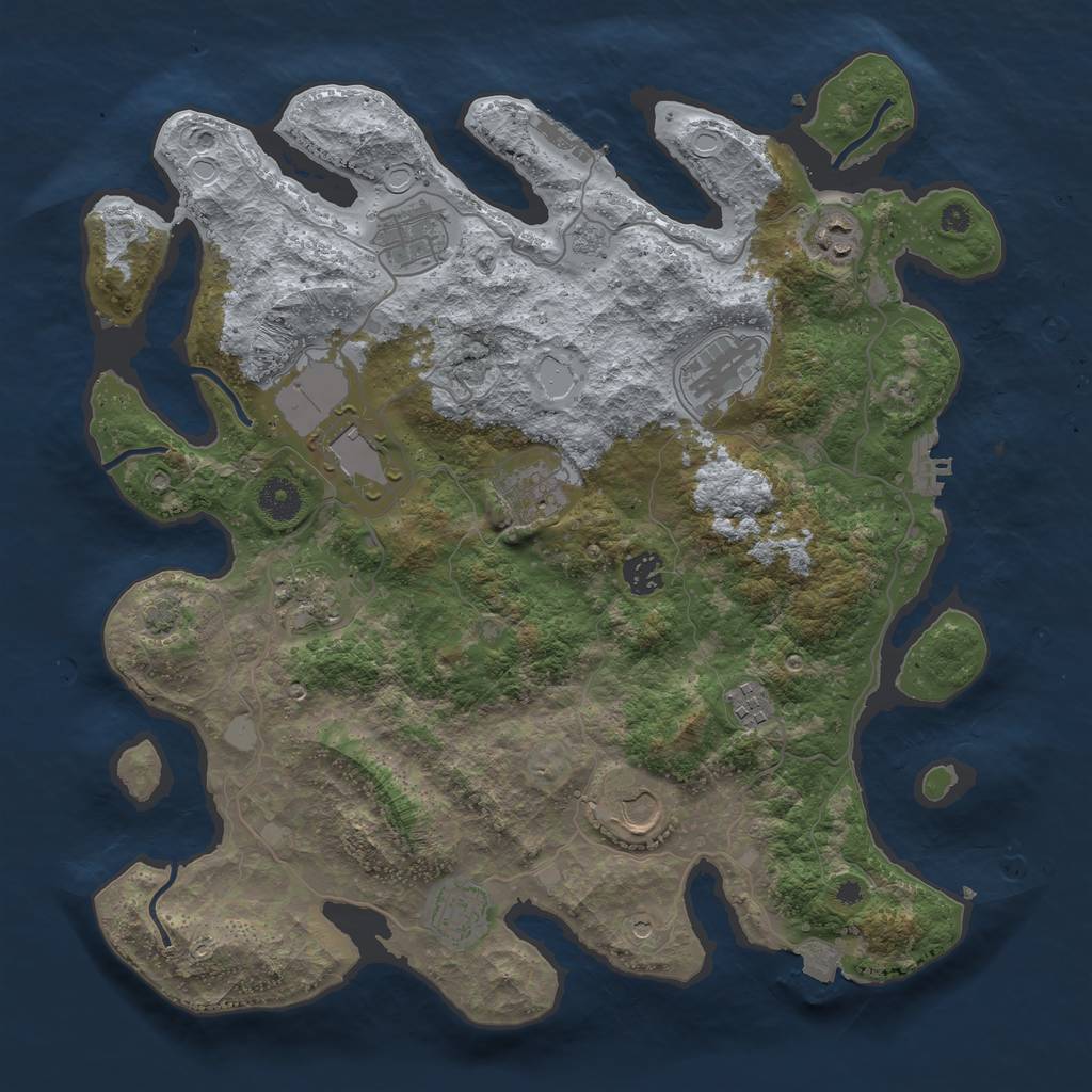 Rust Map: Procedural Map, Size: 3850, Seed: 22000021, 18 Monuments