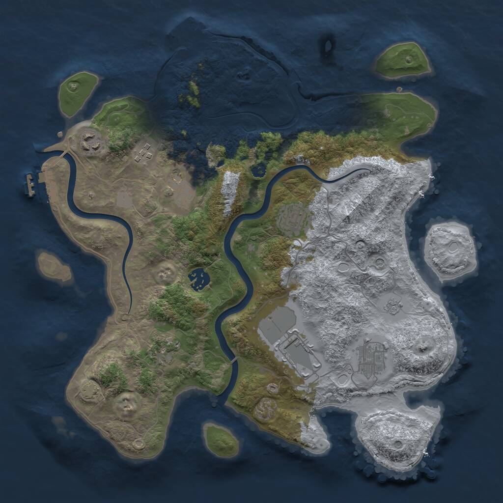 Rust Map: Procedural Map, Size: 3550, Seed: 94489166, 14 Monuments