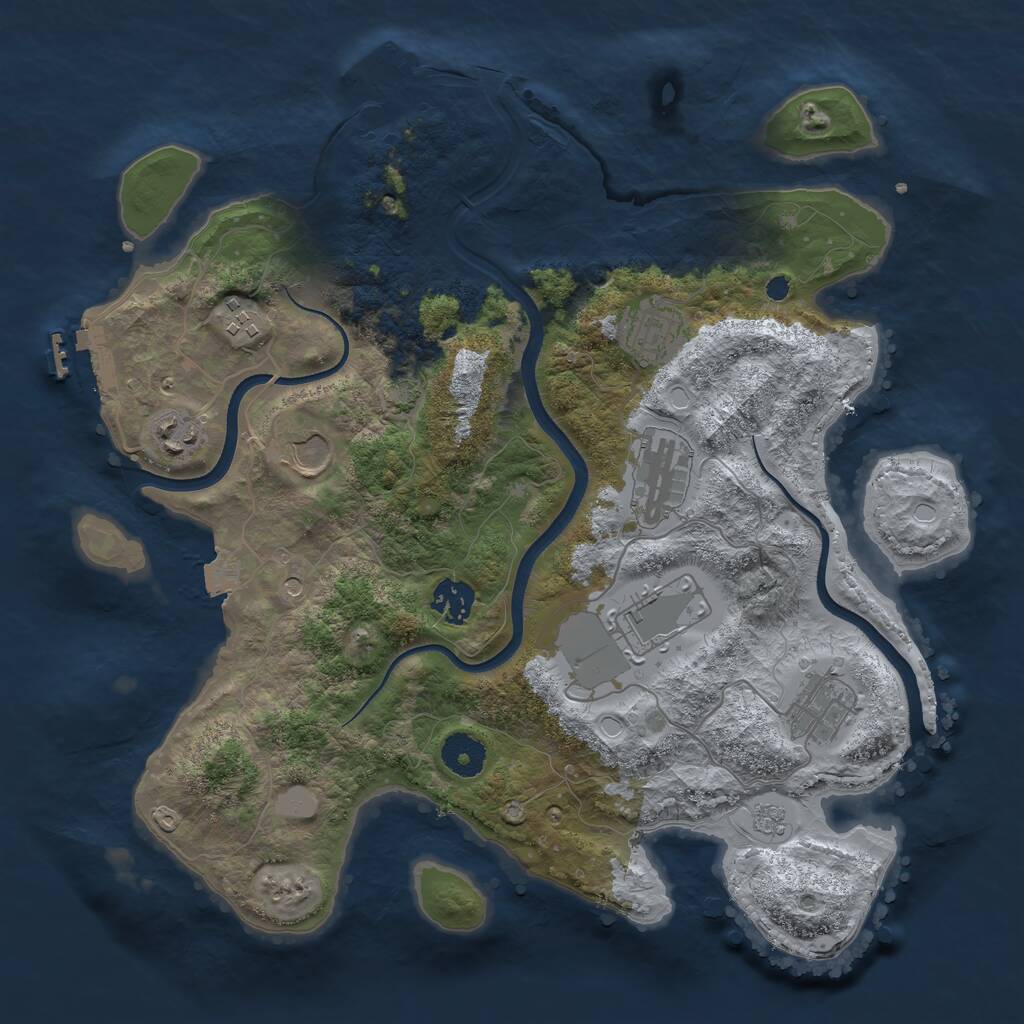 Rust Map: Procedural Map, Size: 3550, Seed: 94489166, 14 Monuments