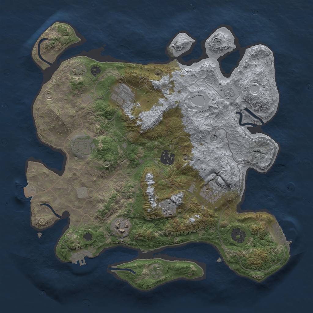 Rust Map: Procedural Map, Size: 3200, Seed: 1110754, 14 Monuments