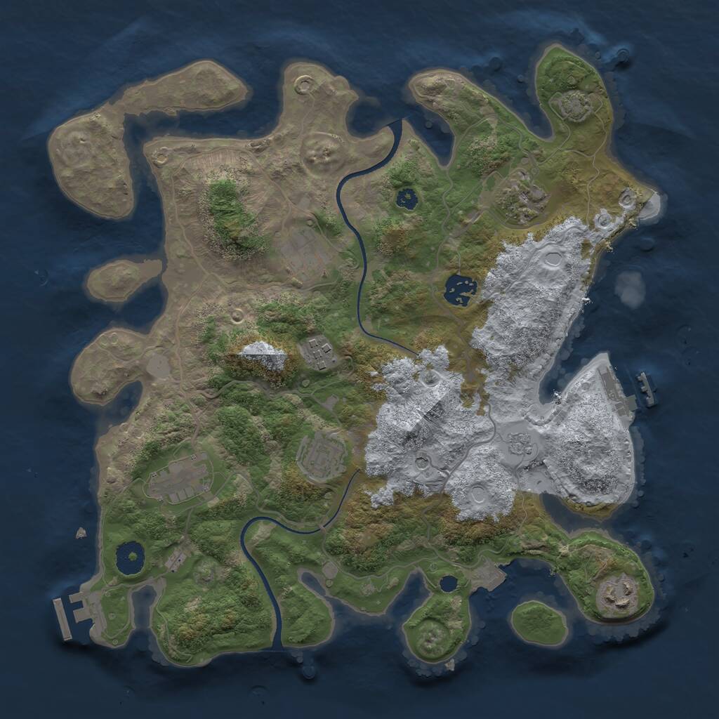 Rust Map: Procedural Map, Size: 3400, Seed: 1466576129, 13 Monuments