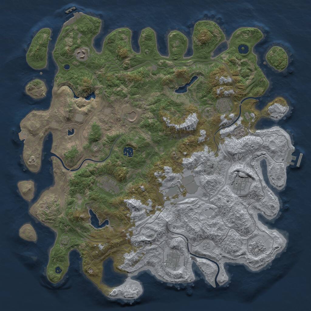 Rust Map: Procedural Map, Size: 4500, Seed: 1738, 16 Monuments