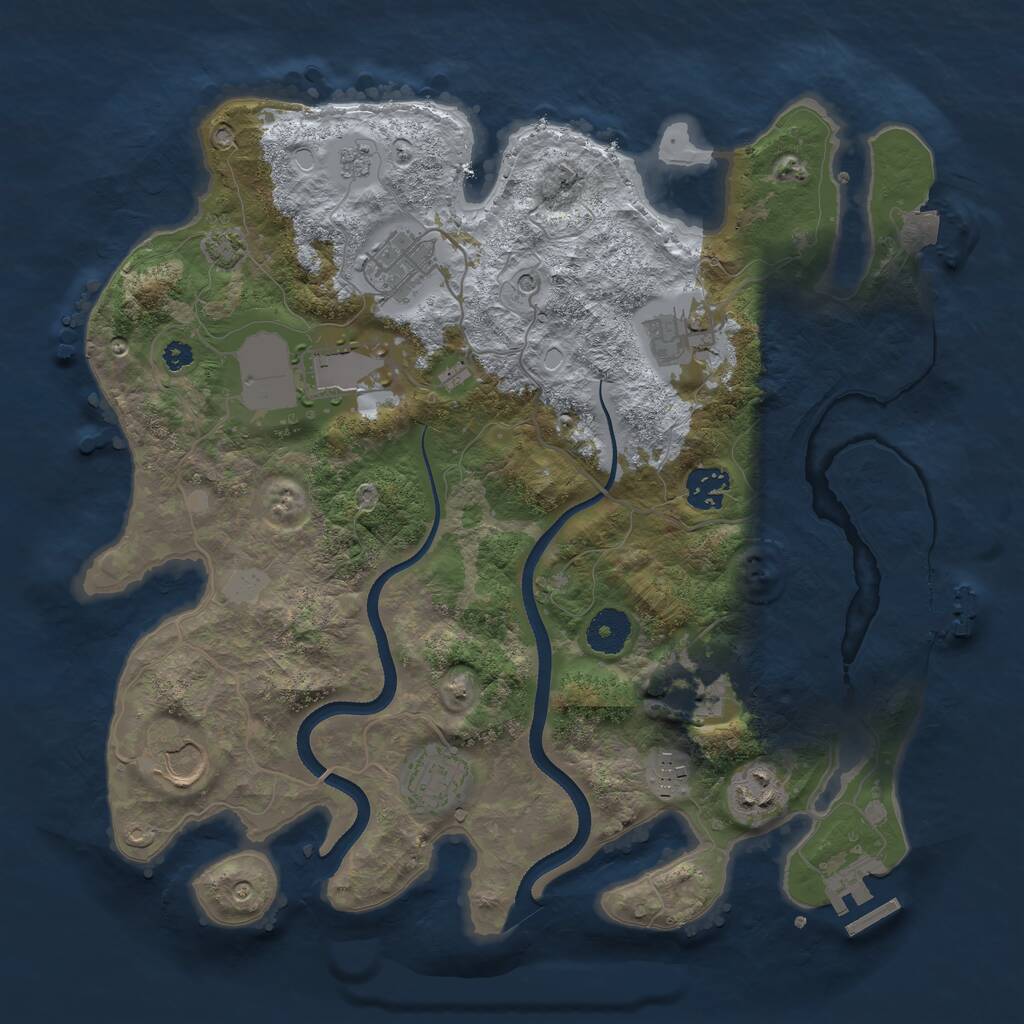 Rust Map: Procedural Map, Size: 3500, Seed: 168664709, 15 Monuments