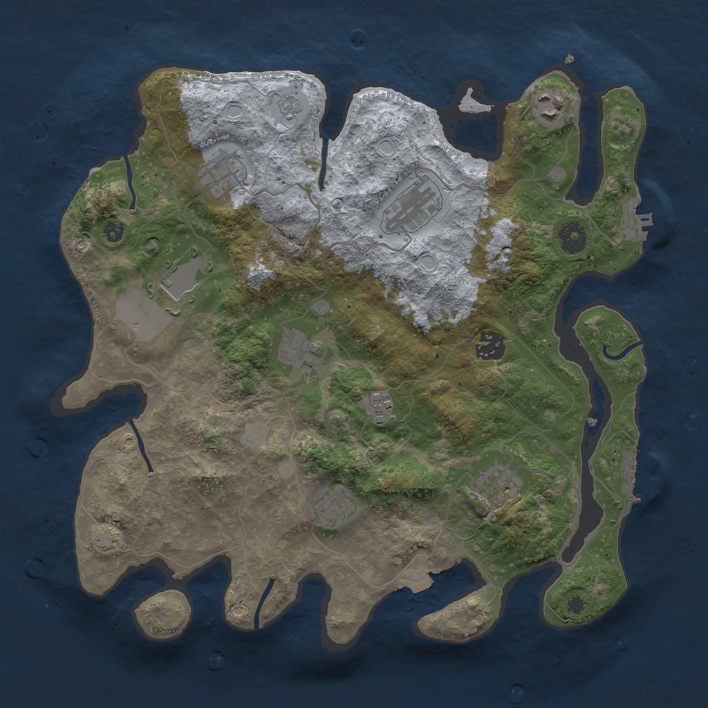 Rust Map: Procedural Map, Size: 3500, Seed: 168664709, 16 Monuments