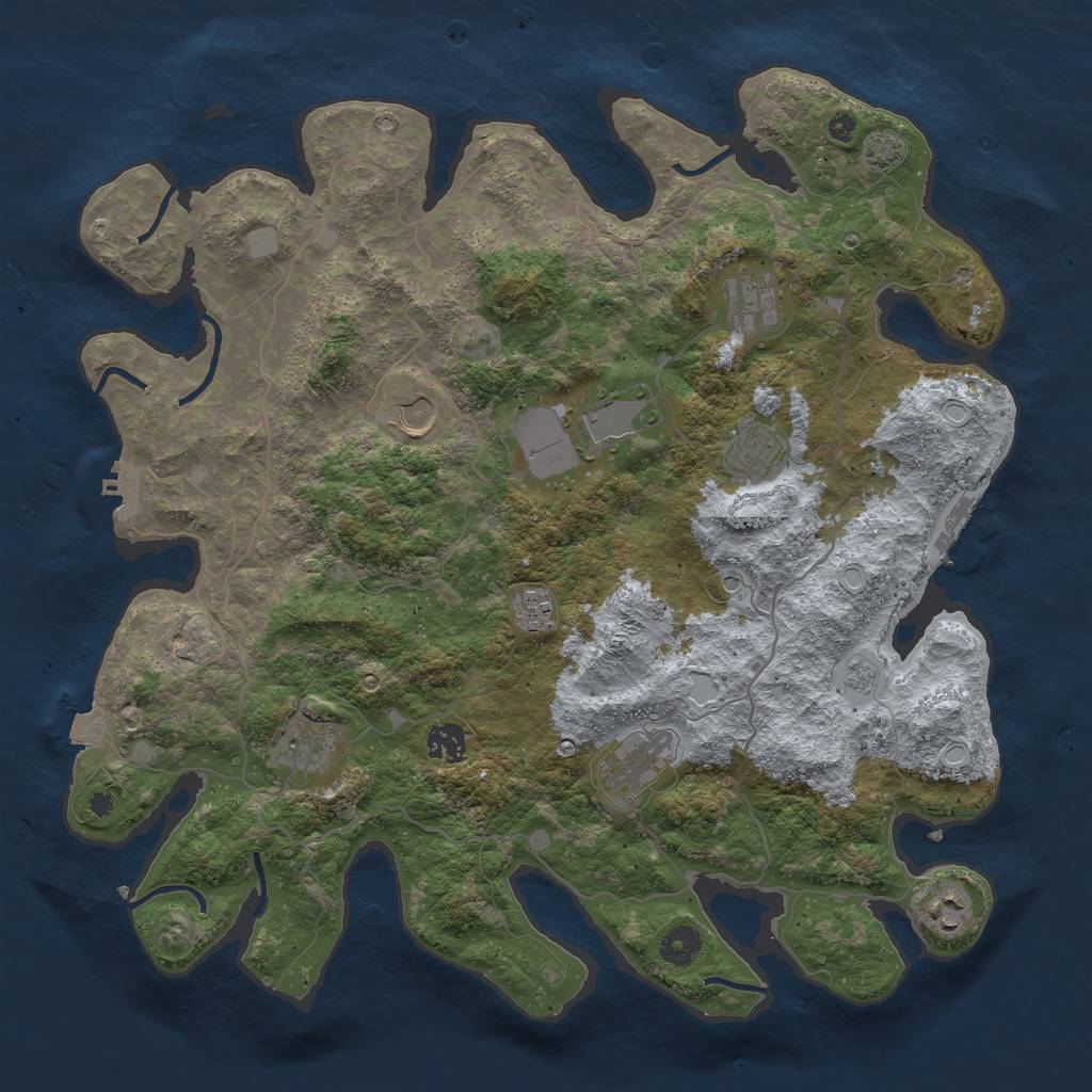 Rust Map: Procedural Map, Size: 4050, Seed: 1830108925, 17 Monuments
