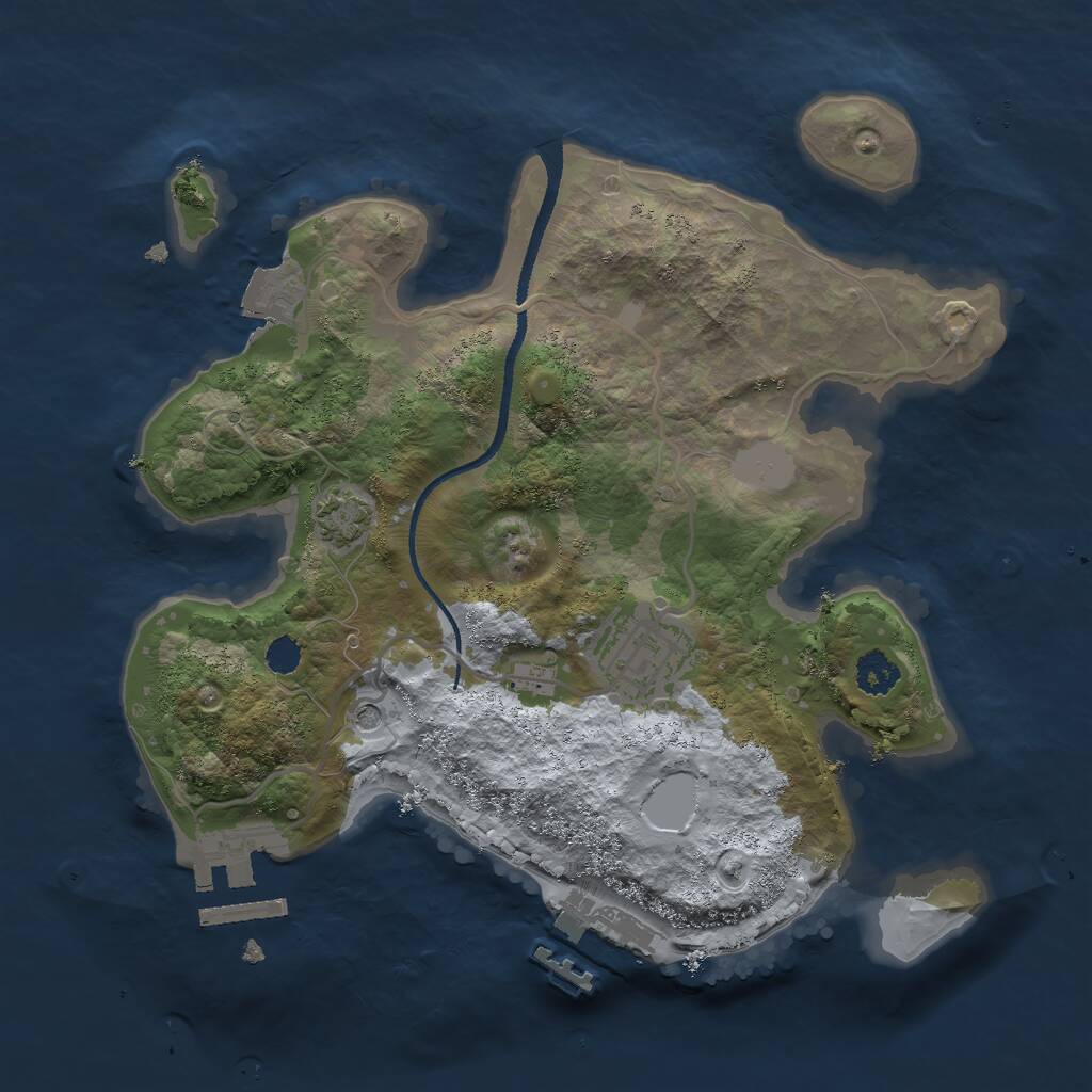 Rust Map: Procedural Map, Size: 2500, Seed: 371151485, 6 Monuments