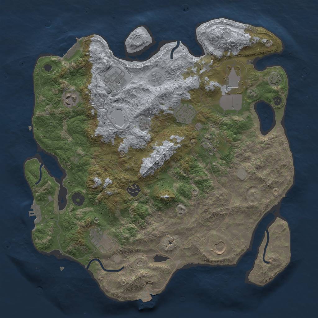Rust Map: Procedural Map, Size: 3700, Seed: 2021967578, 17 Monuments