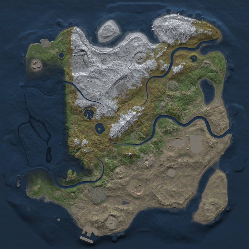 Rust Map: Procedural Map, Size: 3700, Seed: 2021967578, 14 Monuments