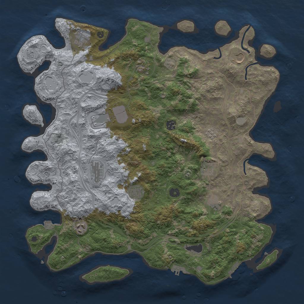 Rust Map: Procedural Map, Size: 4500, Seed: 572336667, 19 Monuments