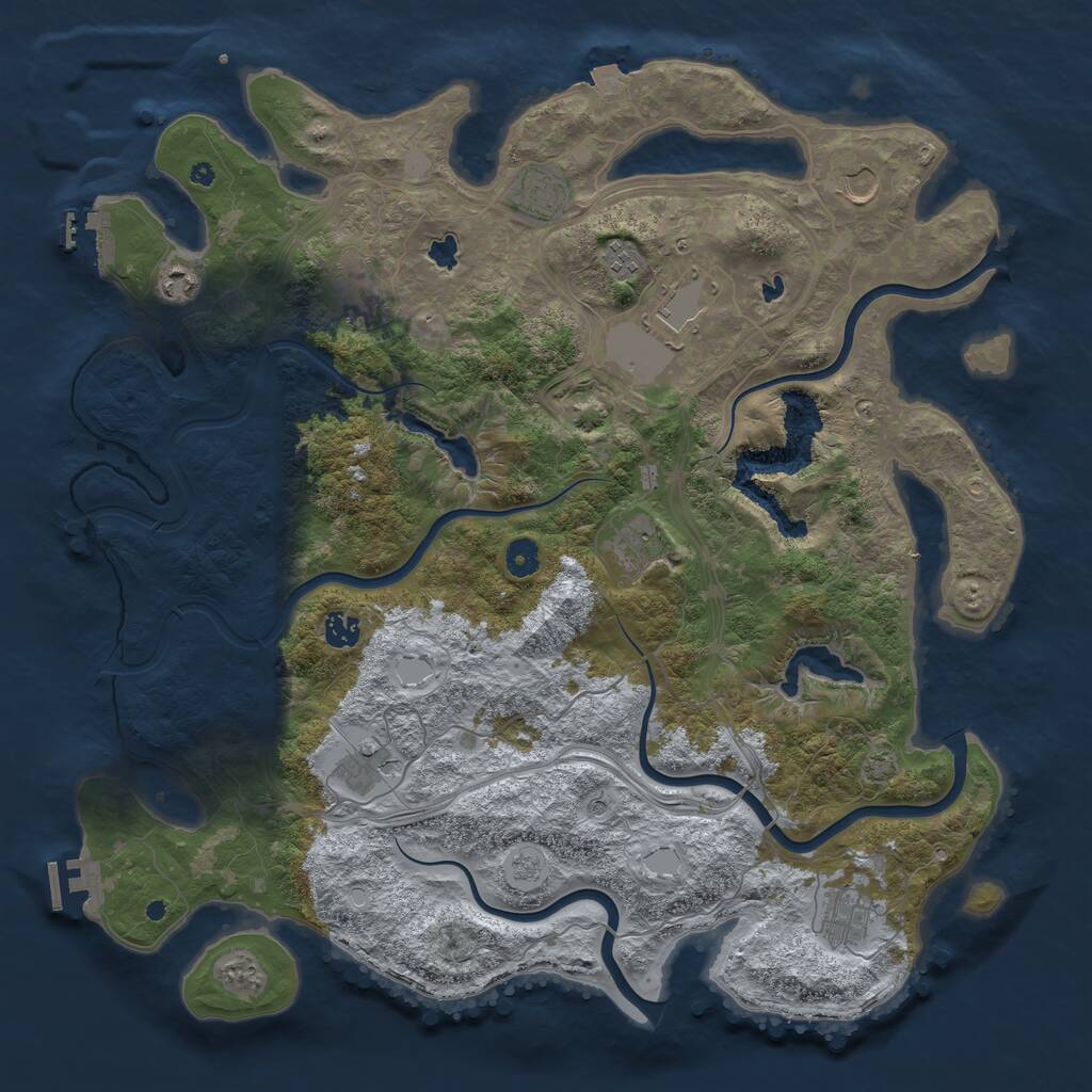 Rust Map: Procedural Map, Size: 4500, Seed: 1960405061, 16 Monuments